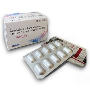 Aceclofenac, Paracetamol, Trypsin and Chymotrypsin Tablets